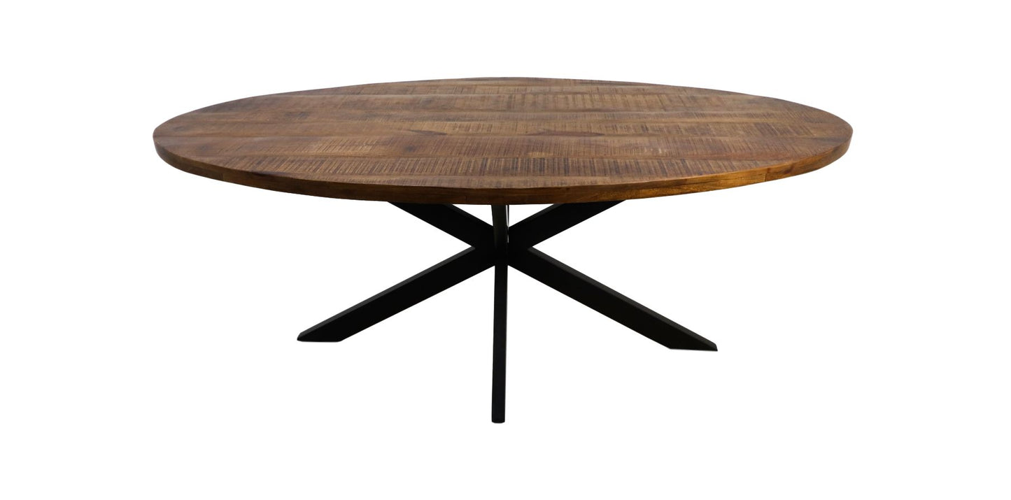 Table à manger ovale Melbourne - 160x90x76 - naturel - manguier/fer