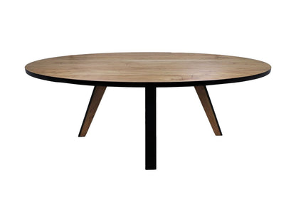 Table à manger ovale Milano - 180x100x76 - Naturel/noir - Bois d'acasia/fer