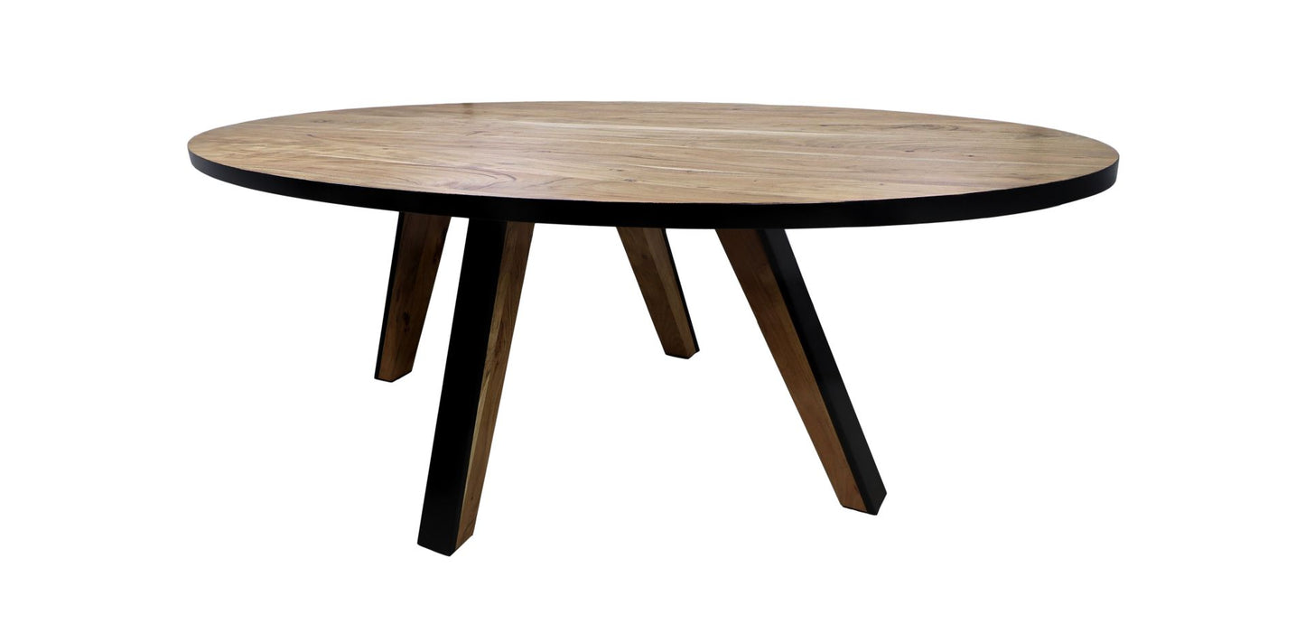 Table à manger ovale Milano - 180x100x76 - Naturel/noir - Bois d'acasia/fer