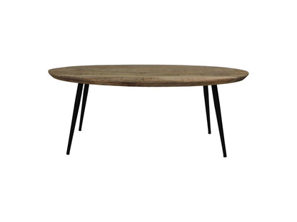 Table basse ovale Bern - 100x60x38 - Naturel/noir - Bois de manguier/métal