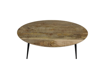 Table basse ovale Bern - 100x60x38 - Naturel/noir - Bois de manguier/métal