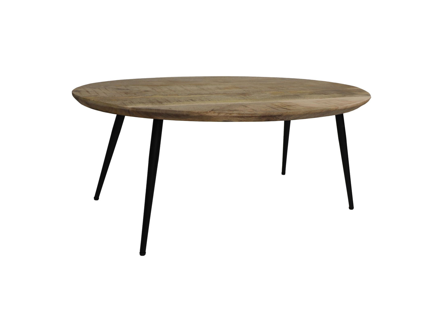 Table basse ovale Bern - 100x60x38 - Naturel/noir - Bois de manguier/métal