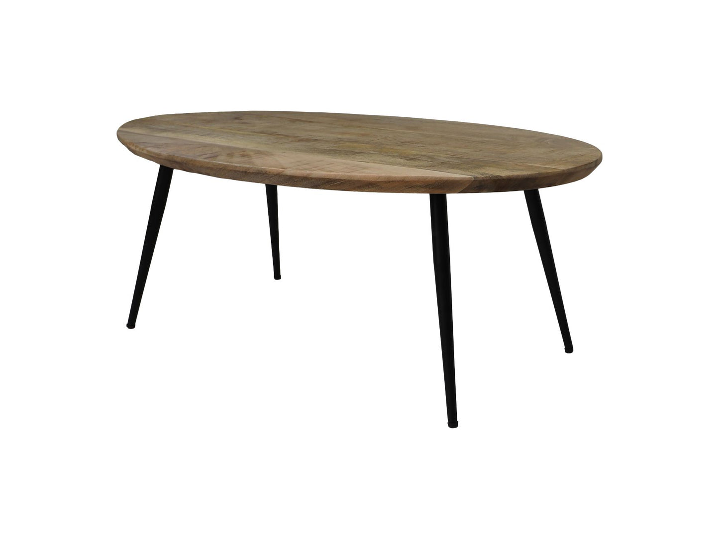 Table basse ovale Bern - 100x60x38 - Naturel/noir - Bois de manguier/métal