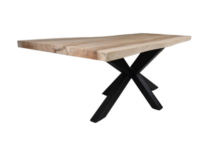 Table rectangulaire - 260x80-100x78 - Naturel/noir - Munggur/métal