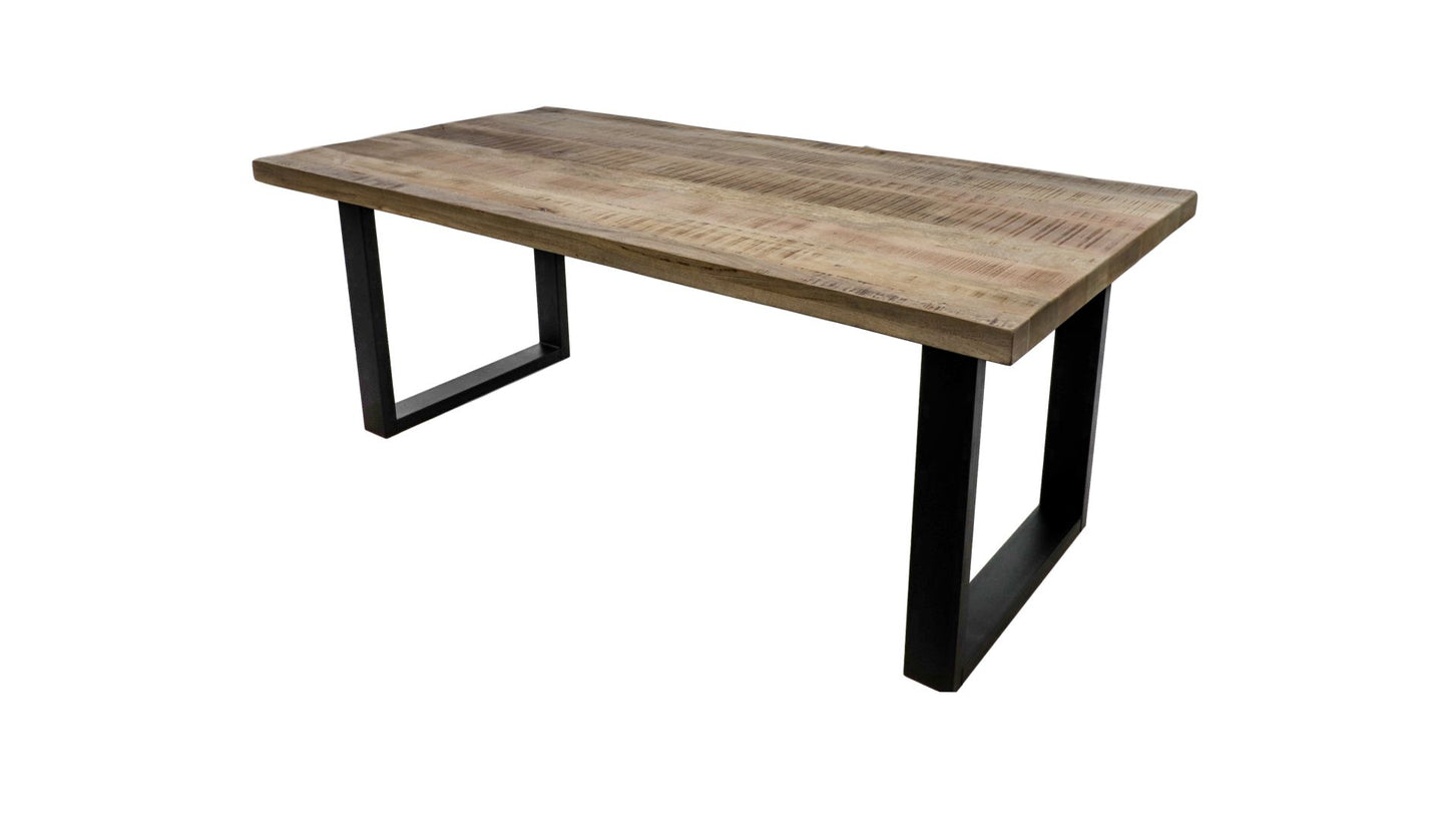 Table à manger rectangulaire Melbourne - 160x90x77 - bois de manguier/métal