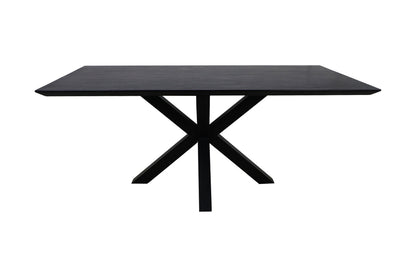 Table à manger rectangulaire Zurich - 180x90x75,8 - Noir - Bois d'acacia/métal