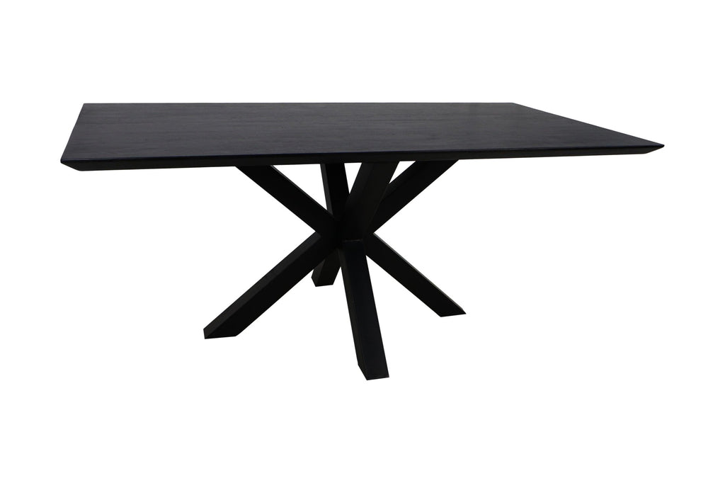 Table à manger rectangulaire Zurich - 180x90x75,8 - Noir - Bois d'acacia/métal