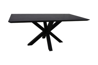 Table à manger rectangulaire Zurich - 180x90x75,8 - Noir - Bois d'acacia/métal