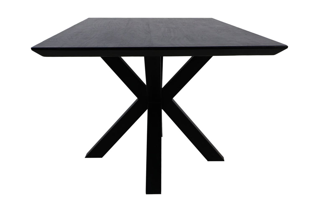 Table à manger rectangulaire Zurich - 180x90x75,8 - Noir - Bois d'acacia/métal