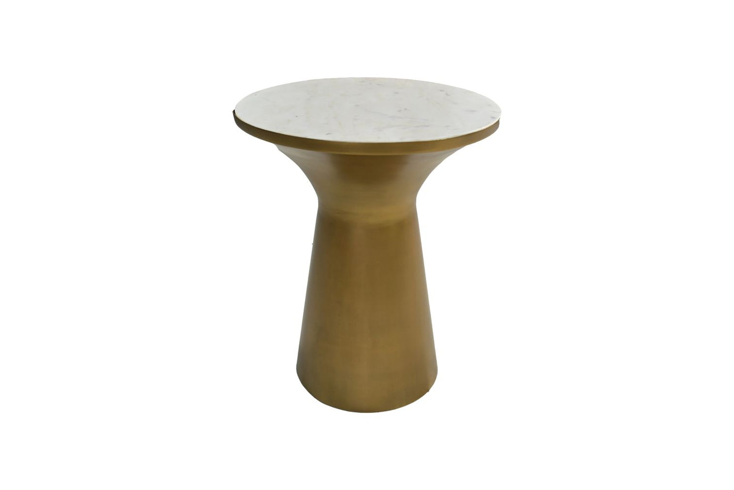 Table d'appoint ronde - ø40x50 - Blanc/or - Marbre/fer