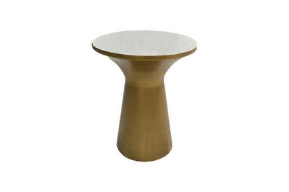 Table d'appoint ronde - ø40x50 - Blanc/or - Marbre/fer