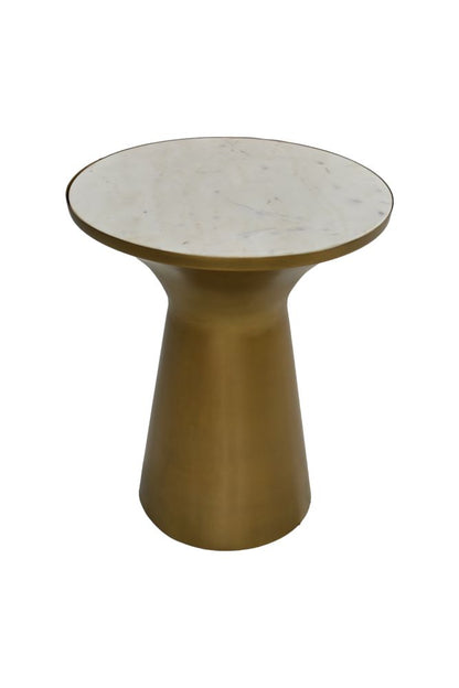 Table d'appoint ronde - ø40x50 - Blanc/or - Marbre/fer