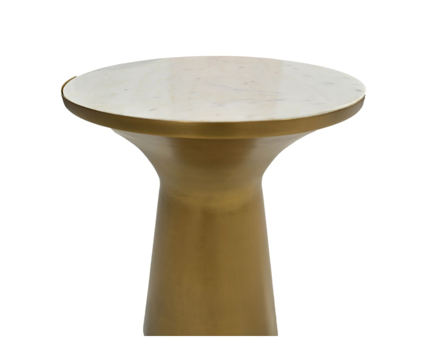 Table d'appoint ronde - ø40x50 - Blanc/or - Marbre/fer