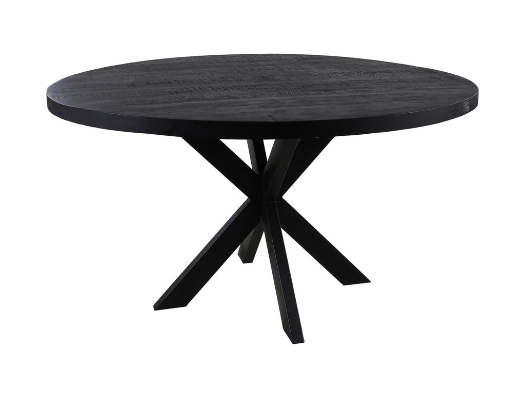 Table à manger ronde Melbourne - ø110x76 - Noir - Bois de manguier/métal