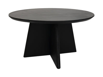 Table basse ronde pied croisé - 80X80X45 - noir - bois de manguier