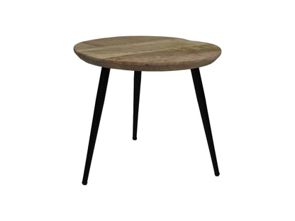 Table basse Bern ronde - ø45x38 - Naturel/noir - Bois de manguier/métal