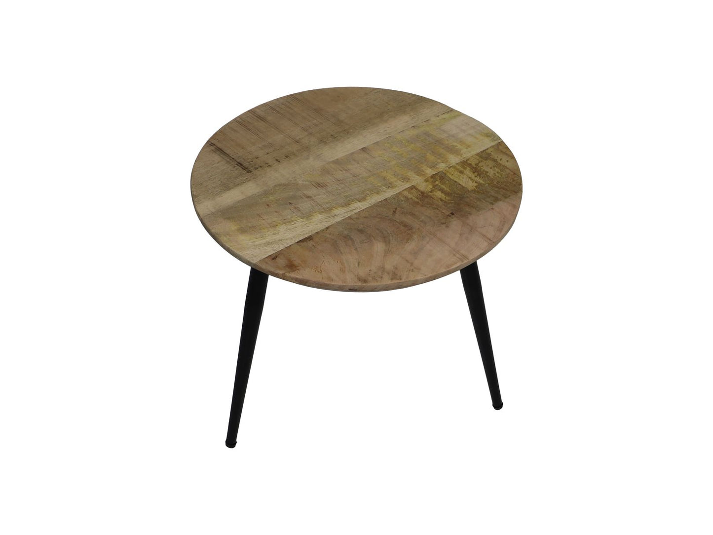 Table basse Bern ronde - ø45x38 - Naturel/noir - Bois de manguier/métal