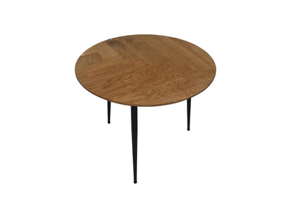 Table basse Fishbone - 60x60x49 - Naturel/noir - Chêne/métal