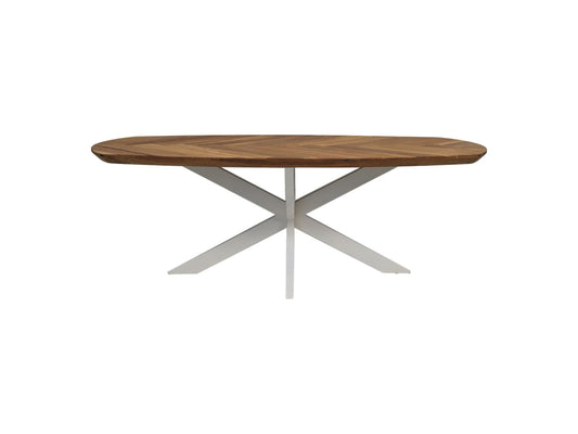 Table basse Fishbone danoise - 120x60x43 - Naturel/blanc - Chêne/métal