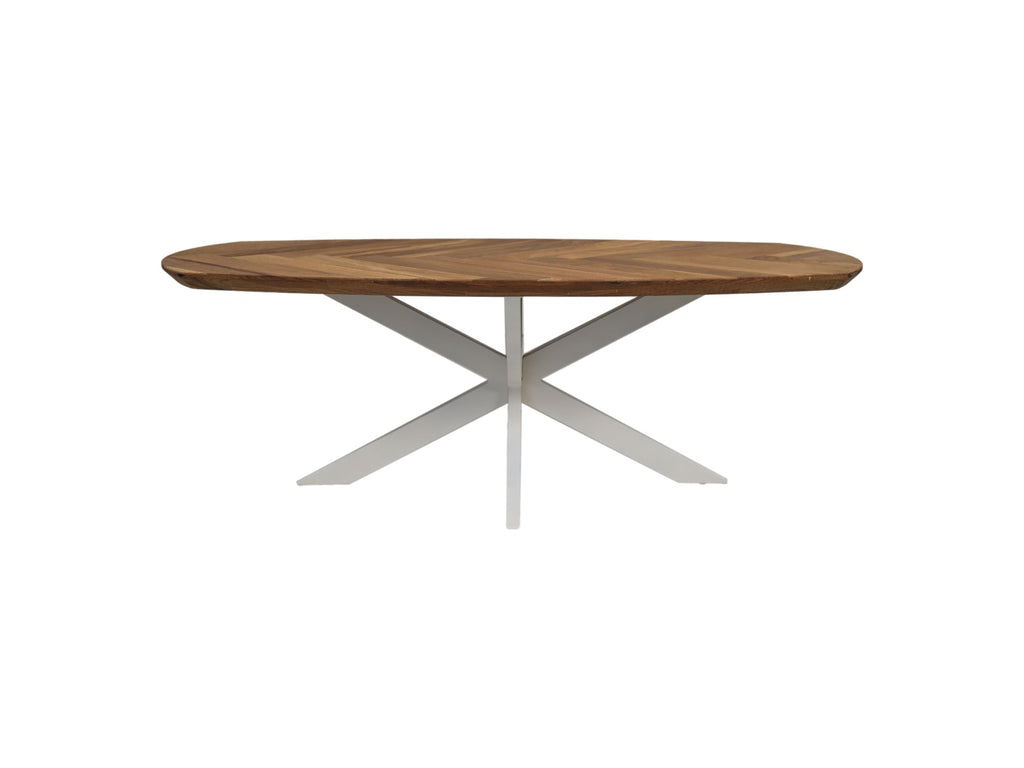 Table basse Fishbone danoise - 130x80x43 - Naturel/blanc - Chêne/métal