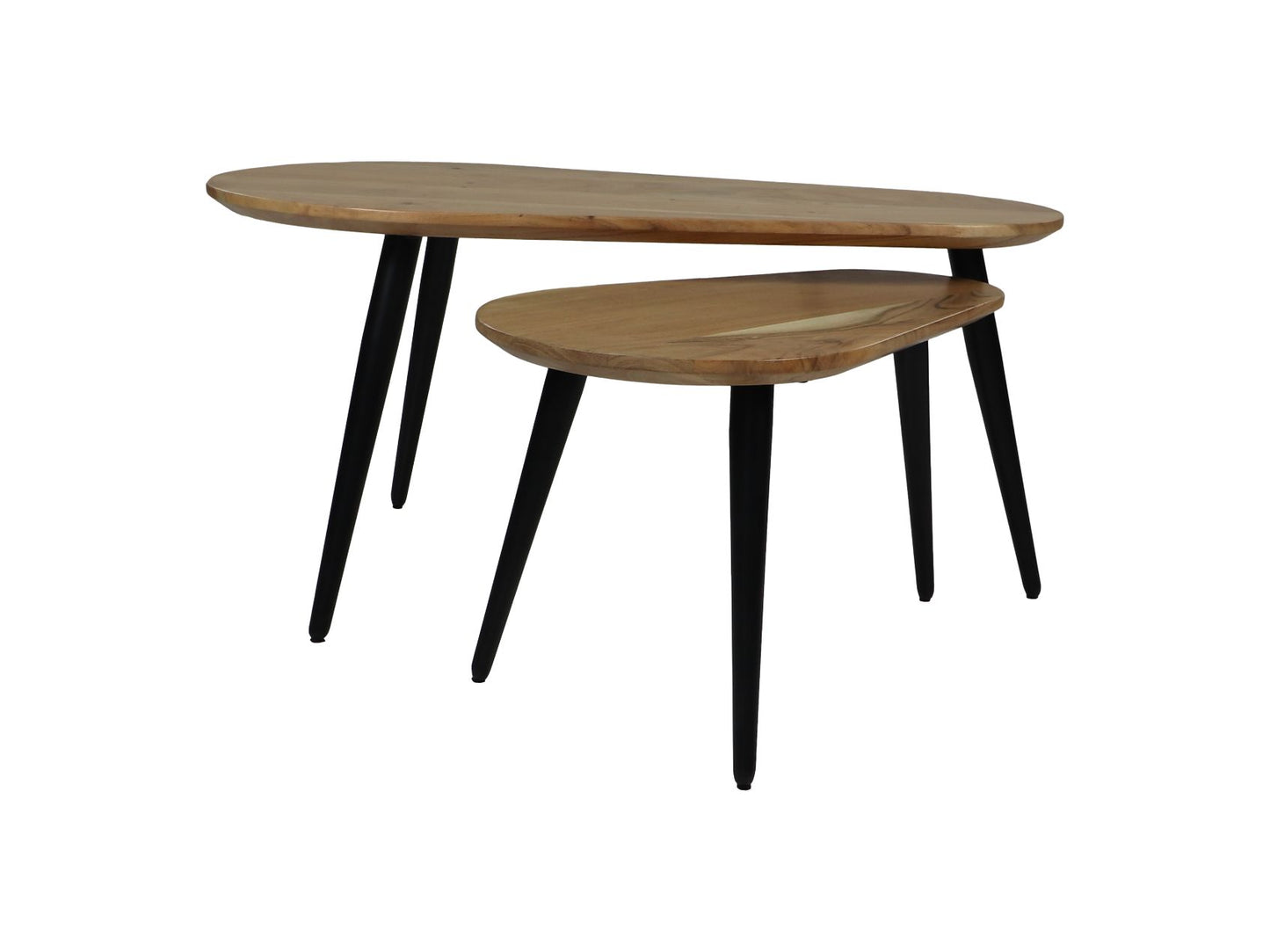 Tables basses Zurich - 95x52x46 - Naturel/noir - Bois d'acacia/fer - Lot de 2