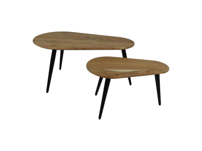 Tables basses Zurich - 95x52x46 - Naturel/noir - Bois d'acacia/fer - Lot de 2