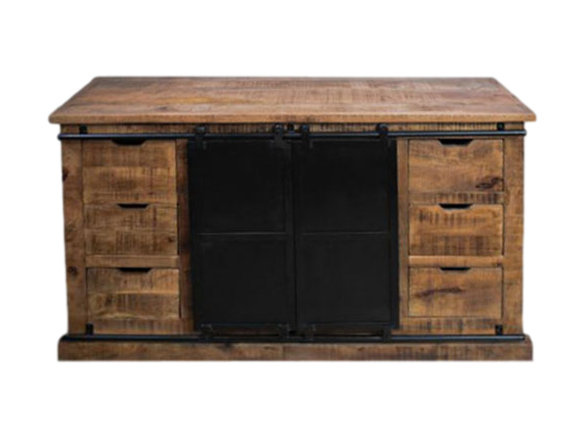 Buffet Melbourne - 140x43x85 - Naturel/noir - Bois de manguier rustique/fer