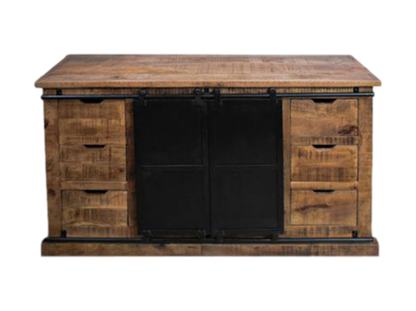 Buffet Melbourne - 140x43x85 - Naturel/noir - Bois de manguier rustique/fer