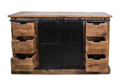 Buffet Melbourne - 140x43x85 - Naturel/noir - Bois de manguier rustique/fer