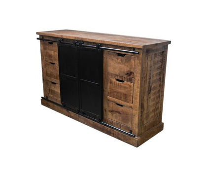 Buffet Melbourne - 140x43x85 - Naturel/noir - Bois de manguier rustique/fer