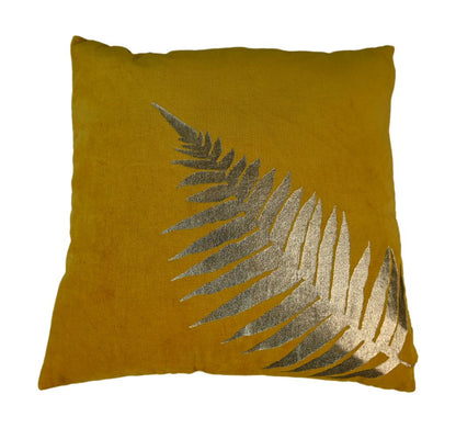 Coussin imprimé - 45x45 - Jaune moutarde/or - Velours