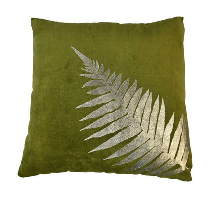 Coussin imprimé - 45x45 - Vert olive/or - Velours