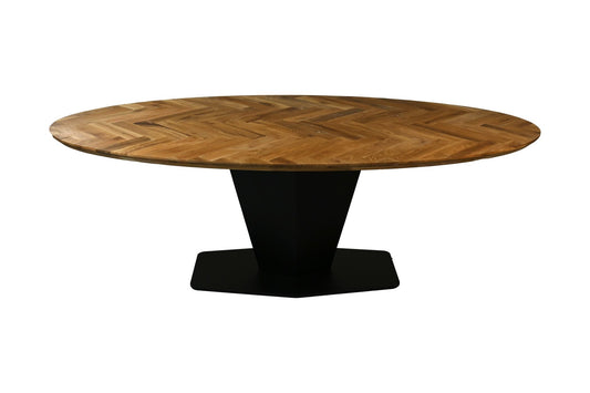 Table Fishbone Ovale - 240x110x77 - Naturel/noir - Chêne/métal