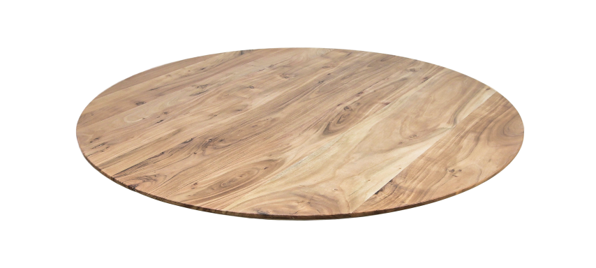 Plateau de table Zurich rond - ø140x3,8 - Naturel - Bord suisse - Bois d'acacia