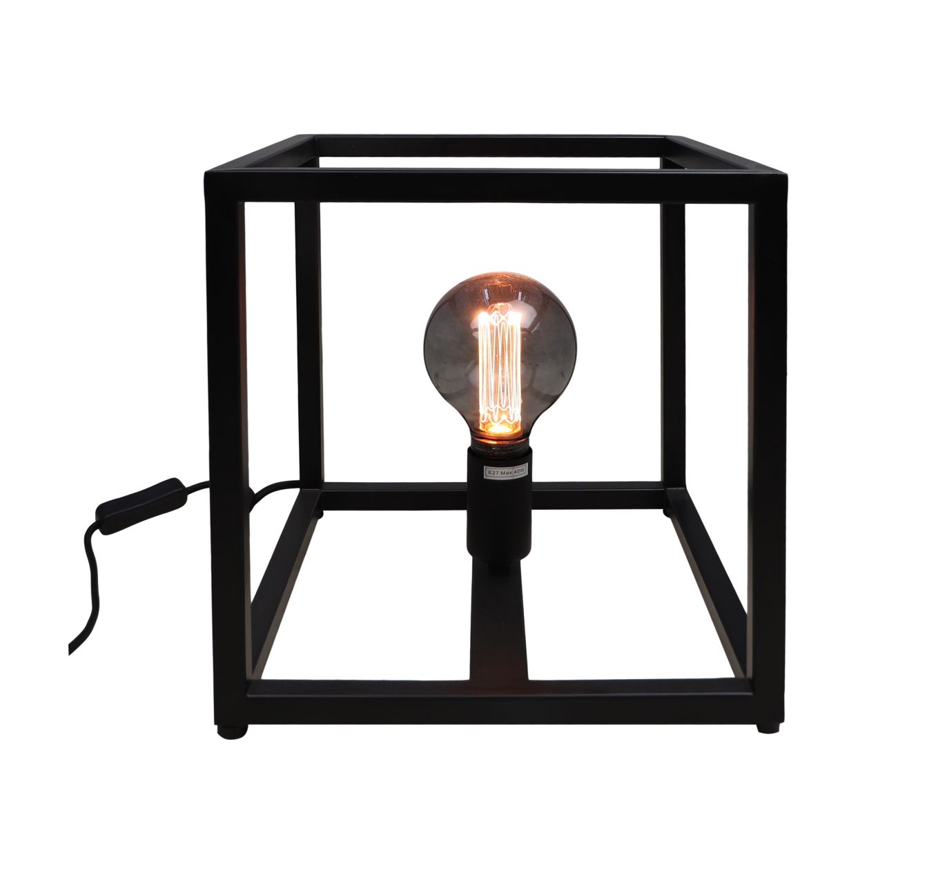 Lampe à poser Fremont Pied de table carré - 26x26x26 - Laqué noir - Métal