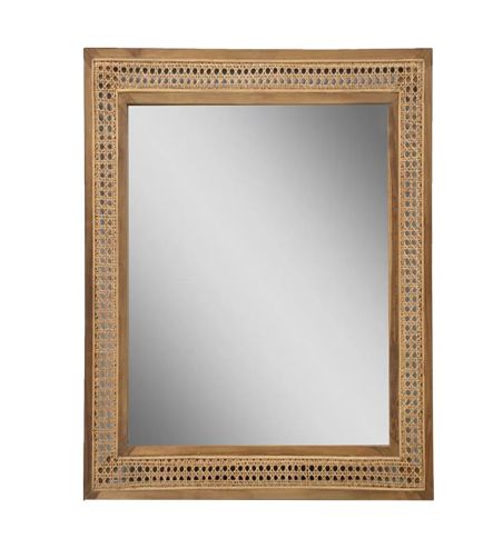 Miroir carré - 120x80x7 - Naturel - Teck/rotin