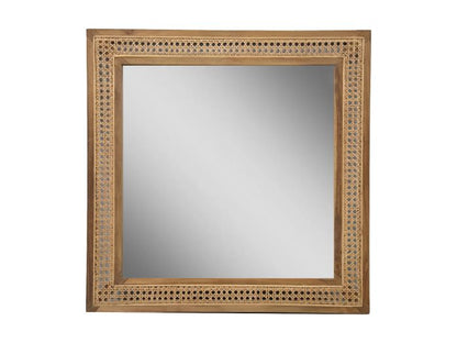 Miroir carré - 80x3x80 - Naturel - Teck/rotin