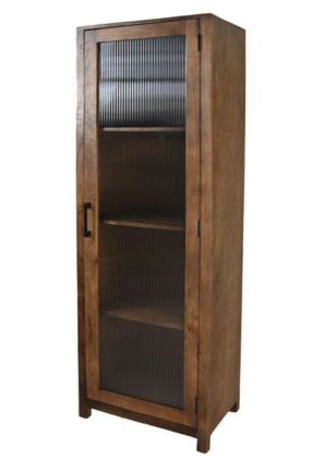 Vitrine en bois avec verre - 60x40x180 - Naturel - Bois de manguier/verre