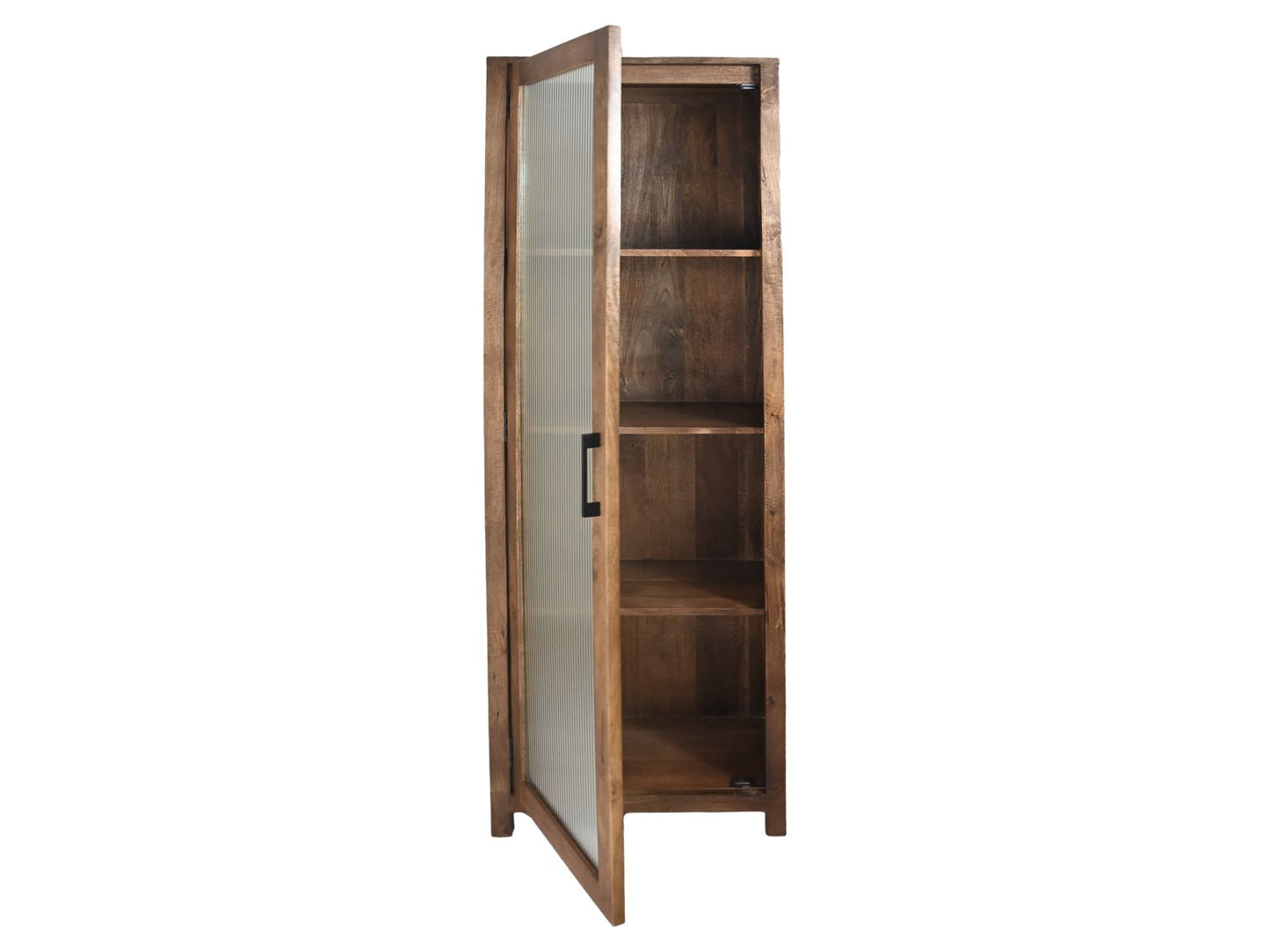 Meuble vitrine avec verre - 60x40x180 - Naturel - Bois de manguier/verre