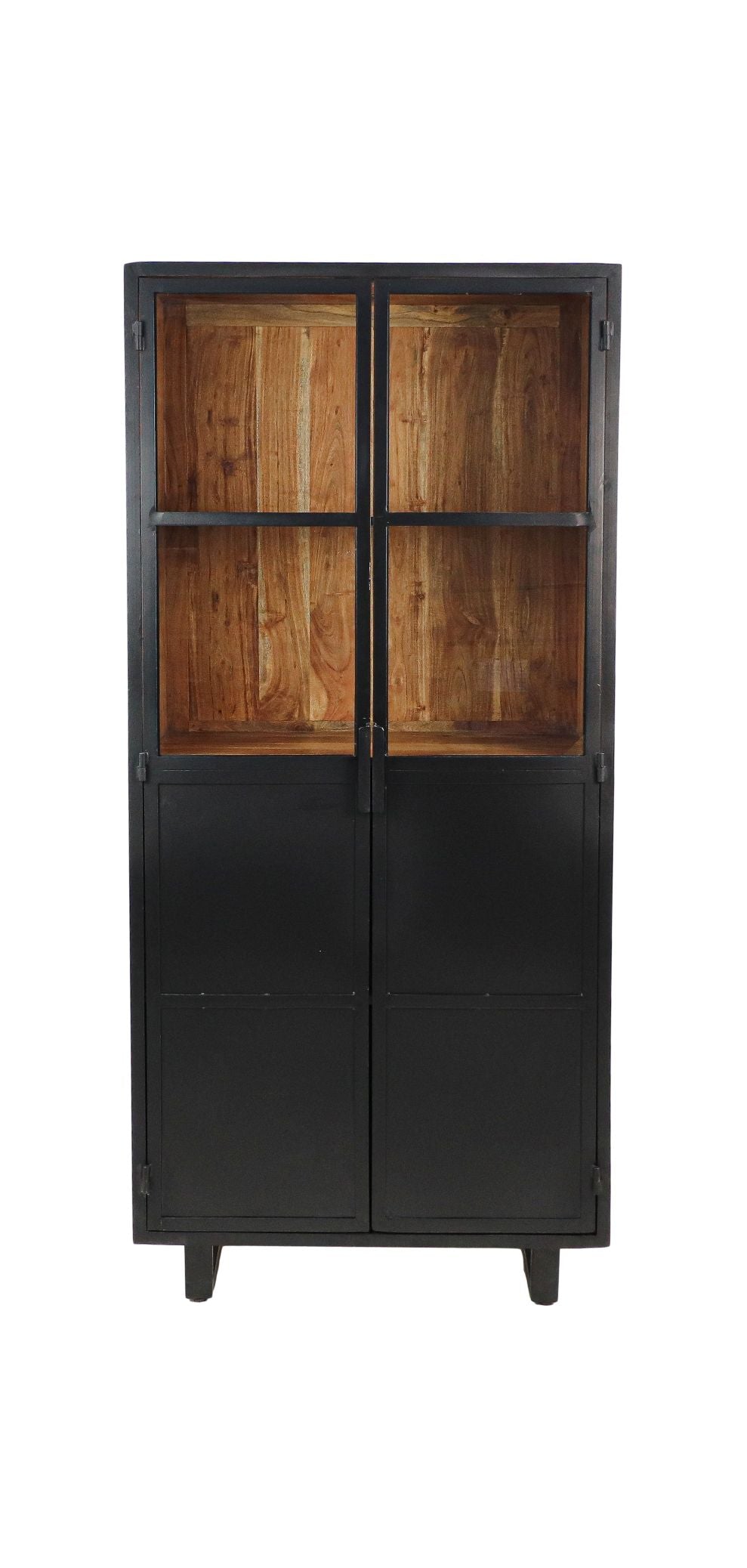 Vitrine - 85x40x185 - Noir/naturel - Métal/bois