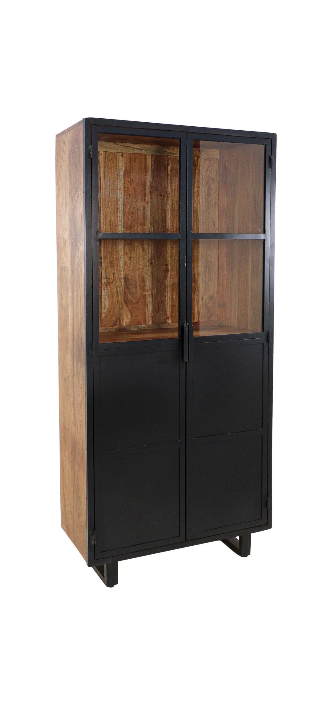 Vitrine - 85x40x185 - Noir/naturel - Métal/bois