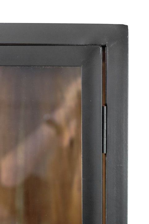 Vitrine - 85x40x185 - Noir/naturel - Métal/bois