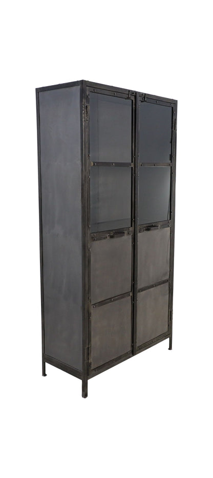 Vitrine Brooklyn - 90x40x180 - Acier Naturel - Fer/verre