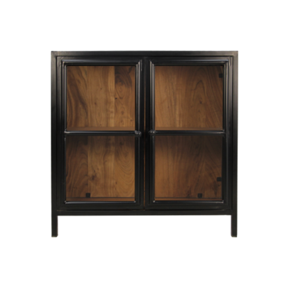 Vitrine Kingston - 90x40x90 - naturel/noir - acacia/fer/verre