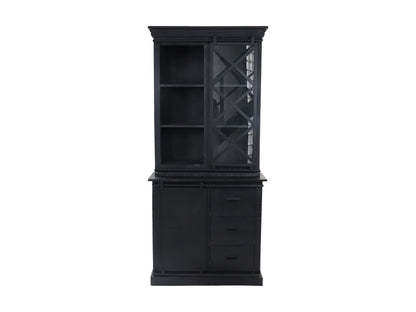 Vitrine Melbourne - 95x45x195 - Noir - Bois de manguier rustique / fer