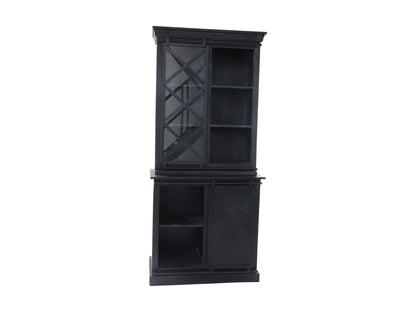 Vitrine Melbourne - 95x45x195 - Noir - Bois de manguier rustique / fer