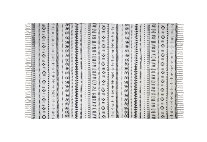 Tapis - coton - 210x150 cm - noir/blanc