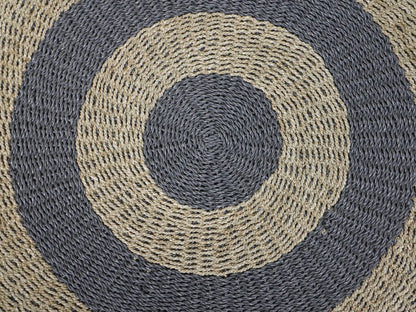 Tapis - ø120 - Raphia/jonc de mer - Naturel/gris