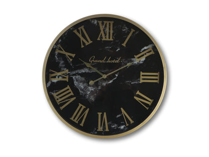 Horloge murale Roman Marseille - ø50x6 cm - Noir/aspect marbre - Métal/verre