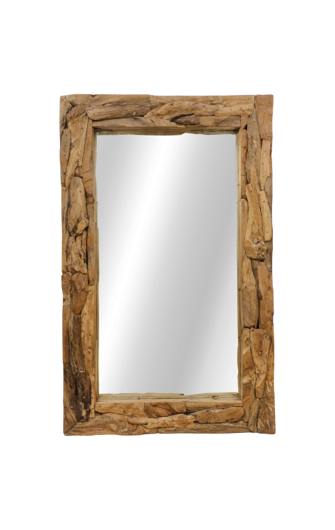 Miroir mural Root - 200x7-9x100 - Naturel - Racine de teck/verre